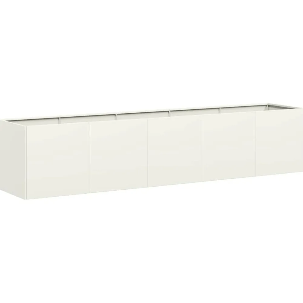 New FinePRICE Kukkalaatikko valkoinen 200x40x40 cm kylmävalssattu teräs (60683)
