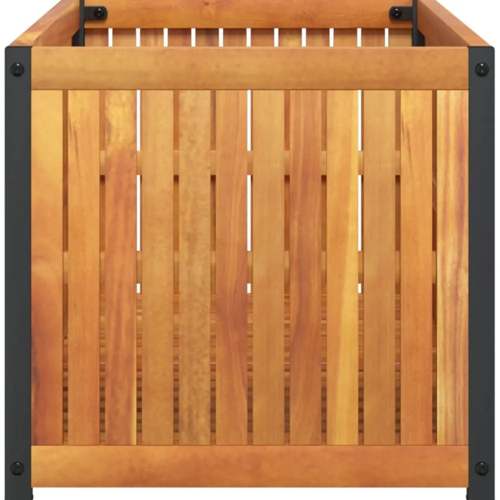 Outlet FinePRICE Kukkalaatikko 85x45x44 cm täysi akasiapuu ja teräs (67611)