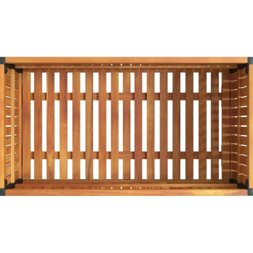 Outlet FinePRICE Kukkalaatikko 85x45x44 cm täysi akasiapuu ja teräs (67611)