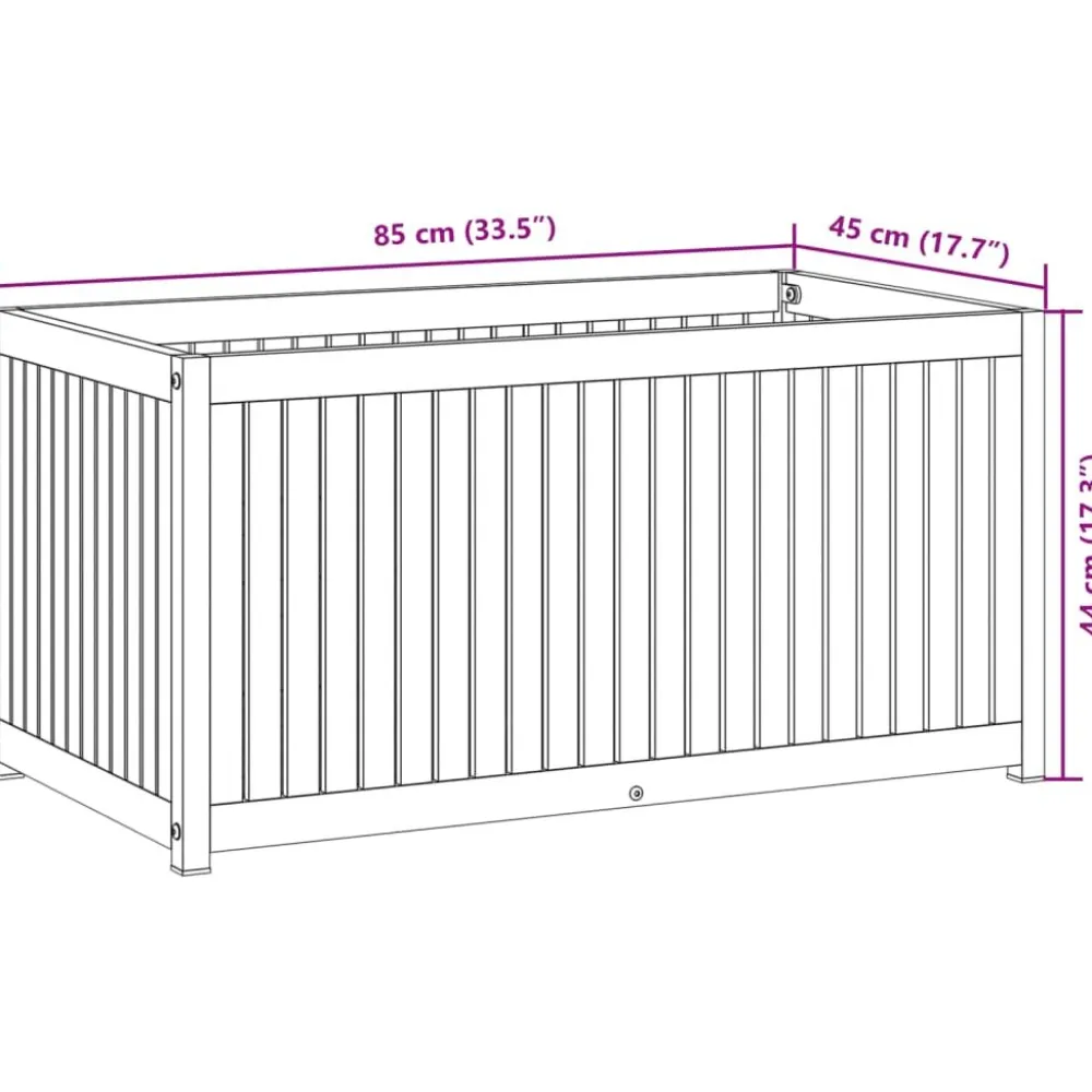 Outlet FinePRICE Kukkalaatikko 85x45x44 cm täysi akasiapuu ja teräs (67611)