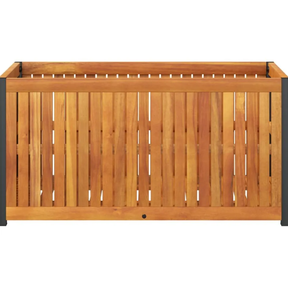 Outlet FinePRICE Kukkalaatikko 85x45x44 cm täysi akasiapuu ja teräs (67611)