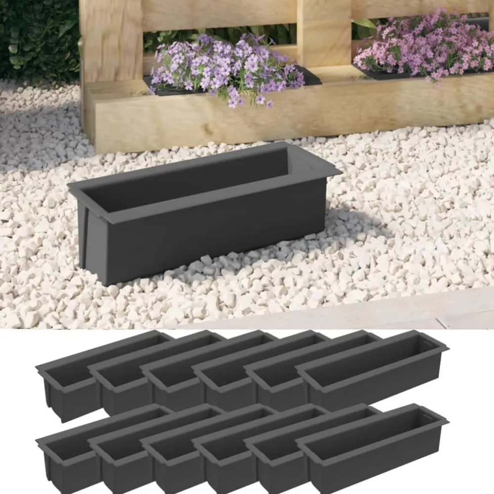 FinePRICE Kukkalaatikot eurolavoille 12 kpl harmaa 36x13,5x9,5 cm PP (18302)