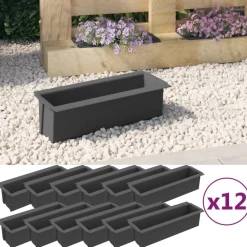 FinePRICE Kukkalaatikot eurolavoille 12 kpl harmaa 36x13,5x9,5 cm PP (18302)