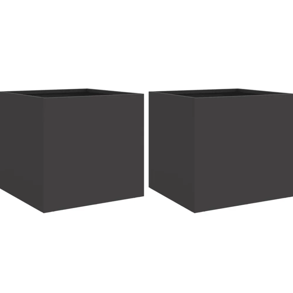 Online FinePRICE Kukkalaatikot 2 kpl musta 32x30x29 cm teräs (41536)