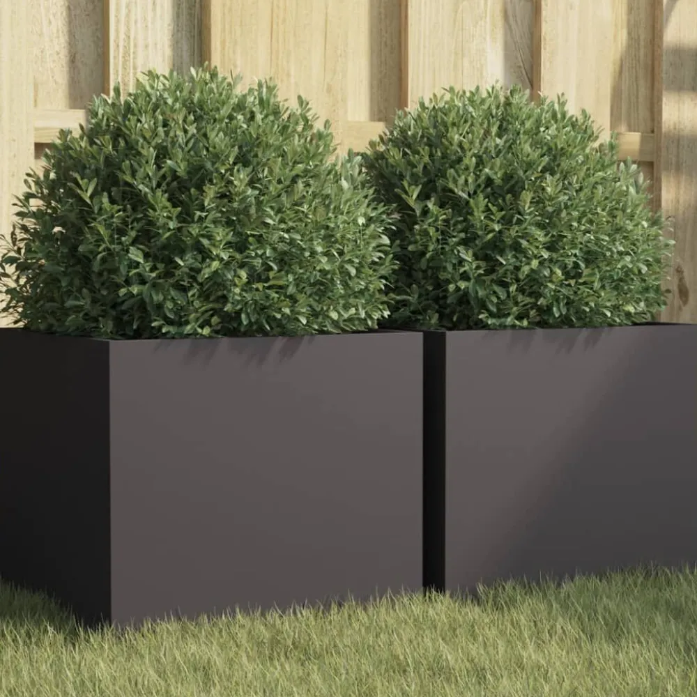 Online FinePRICE Kukkalaatikot 2 kpl musta 32x30x29 cm teräs (41536)