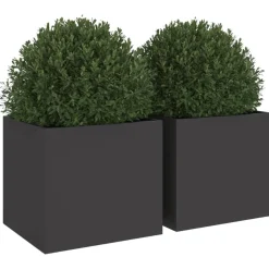 Online FinePRICE Kukkalaatikot 2 kpl musta 32x30x29 cm teräs (41536)