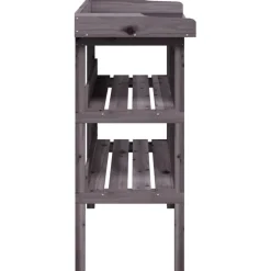 Outlet FinePRICE Kukkapöytä hyllyillä harmaa 78x38x82,5 cm, kuusi