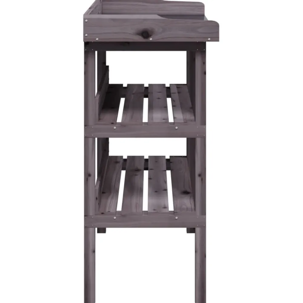 Outlet FinePRICE Kukkapöytä hyllyillä harmaa 78x38x82,5 cm, kuusi