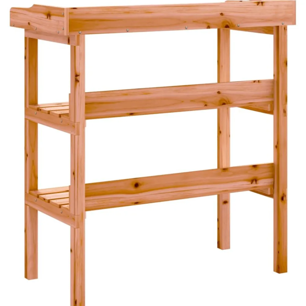 Clearance FinePRICE Kukkapöytä hyllyillä ruskea 78x38x82,5 cm täysi kuusi (56353)