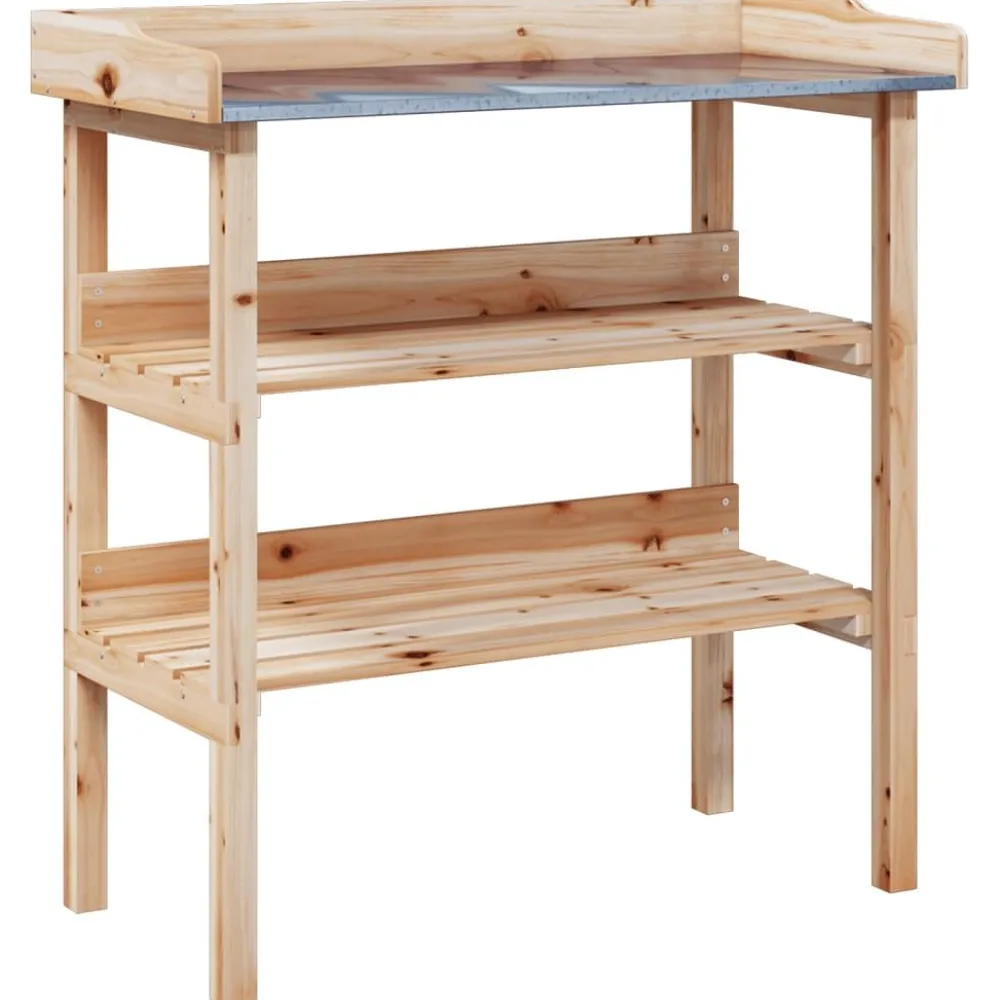 Hot FinePRICE Kukkapöytä hyllyillä 78x38x82,5 cm, kuusi