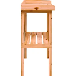 Discount FinePRICE Kukkapöytä hyllyllä ruskea 78x38x82,5 cm täysi kuusi (56350)