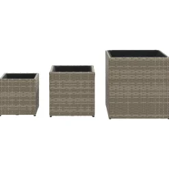 FinePRICE Kukkaruukut 3 kpl harmaa polyrottinki (66397)
