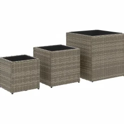 FinePRICE Kukkaruukut 3 kpl harmaa polyrottinki (66397)
