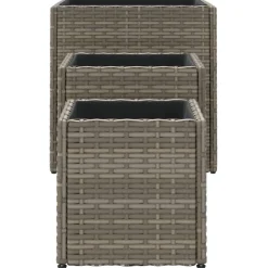 FinePRICE Kukkaruukut 3 kpl harmaa polyrottinki (66397)