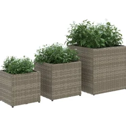 FinePRICE Kukkaruukut 3 kpl harmaa polyrottinki (66397)