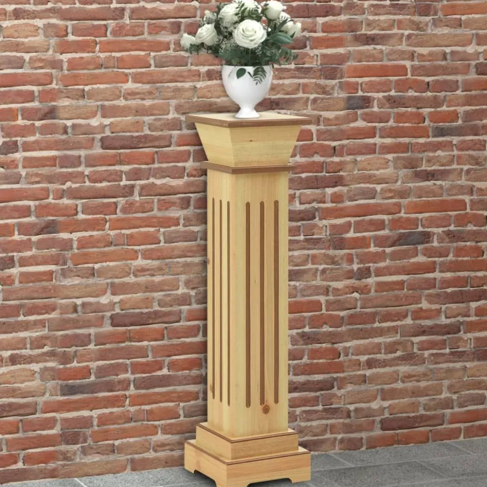 Discount FinePRICE Kukkateline klassinen pilari neliö vaalea puu 17x17x66 cm MDF