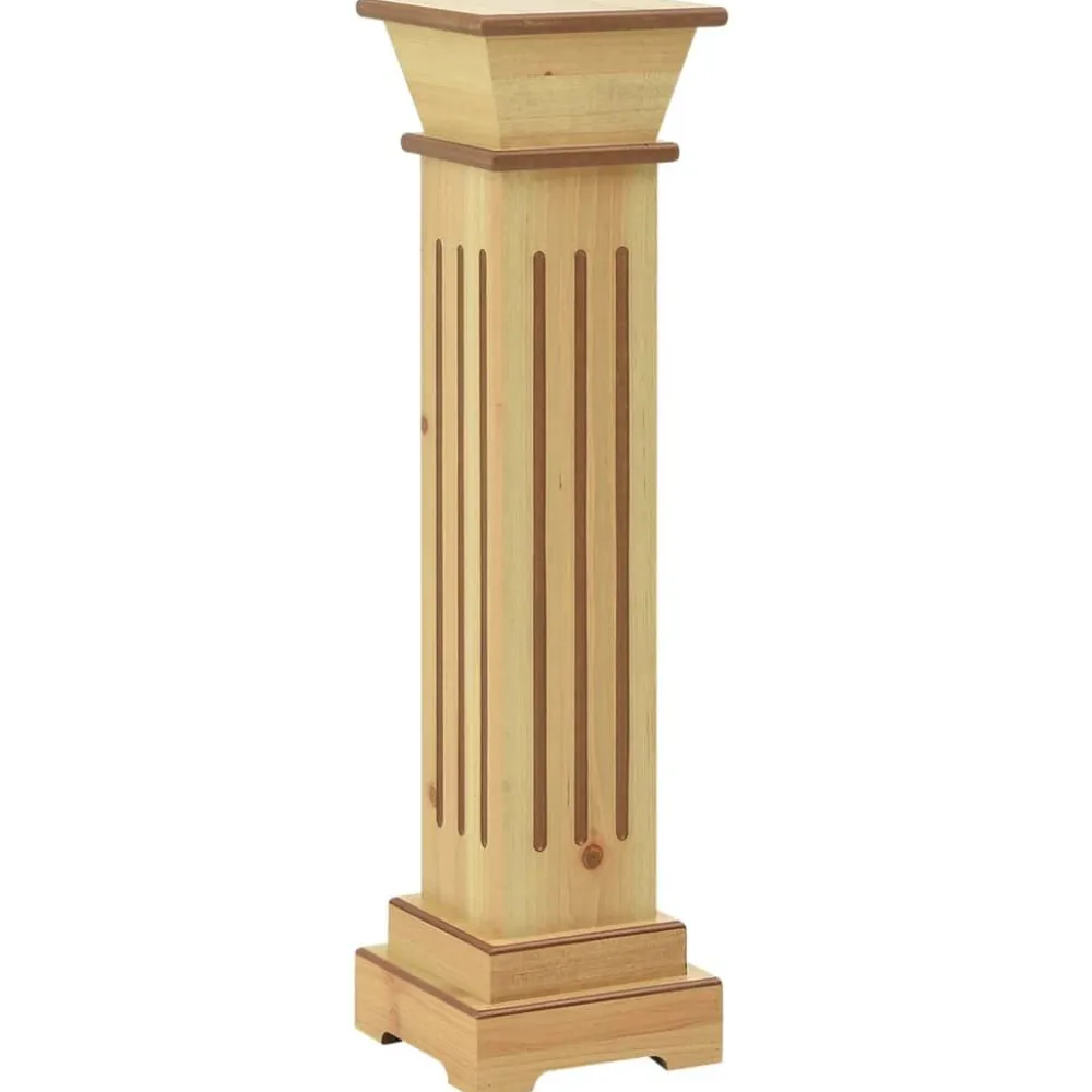 Discount FinePRICE Kukkateline klassinen pilari neliö vaalea puu 17x17x66 cm MDF