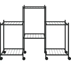 FinePRICE Kukkateline pyörillä 83x25x63,5 cm musta rauta