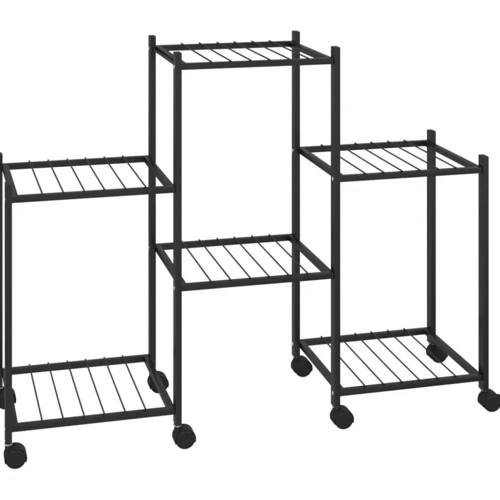 FinePRICE Kukkateline pyörillä 83x25x63,5 cm musta rauta