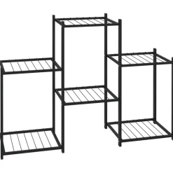 FinePRICE Kukkateline pyörillä 83x25x63,5 cm musta rauta