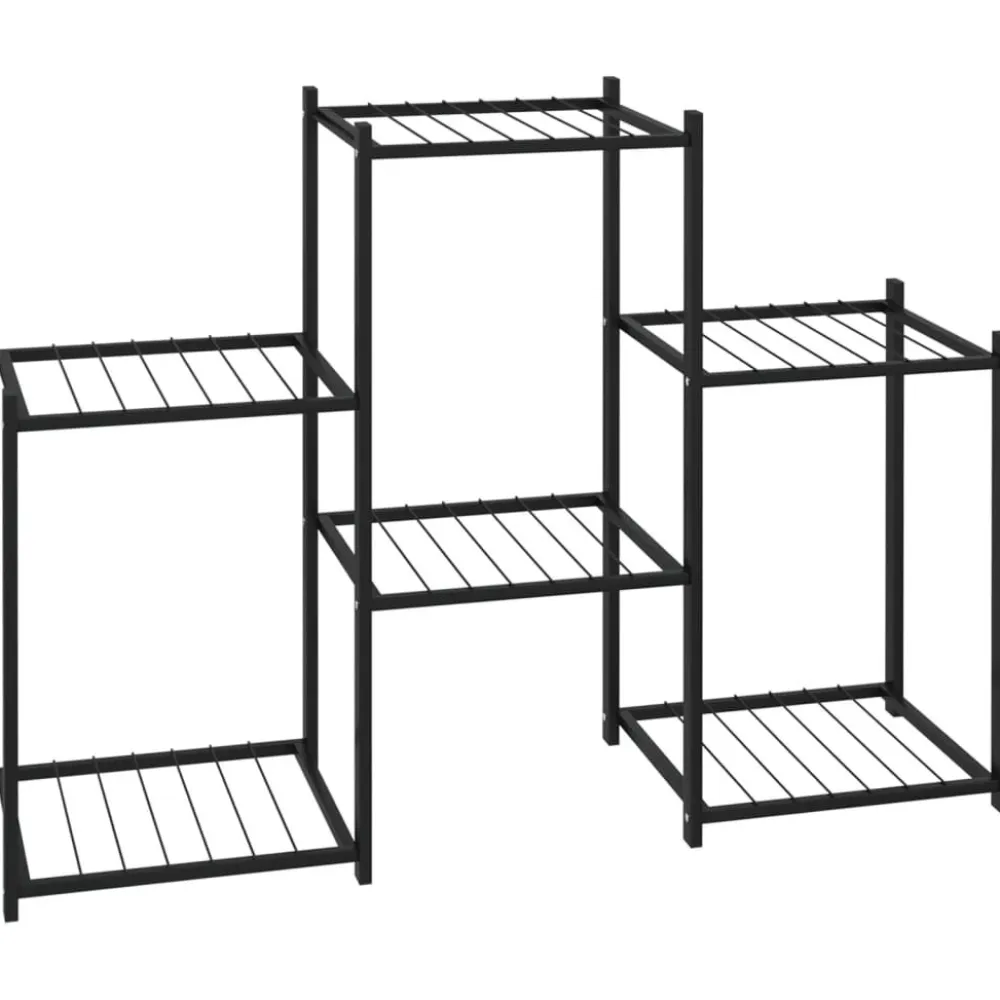 FinePRICE Kukkateline pyörillä 83x25x63,5 cm musta rauta