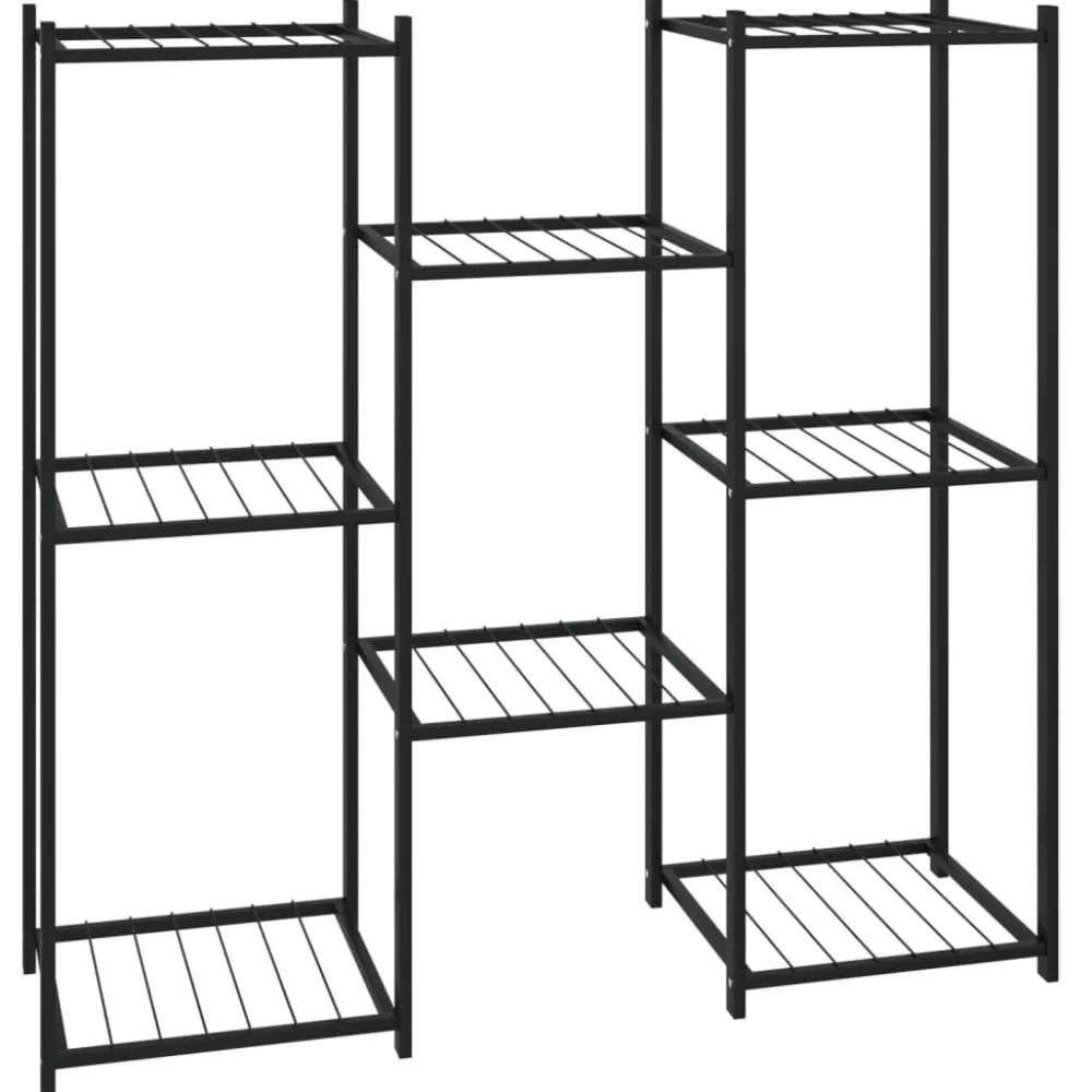 Sale FinePRICE Kukkateline pyörillä 83x25x83,5 cm musta rauta