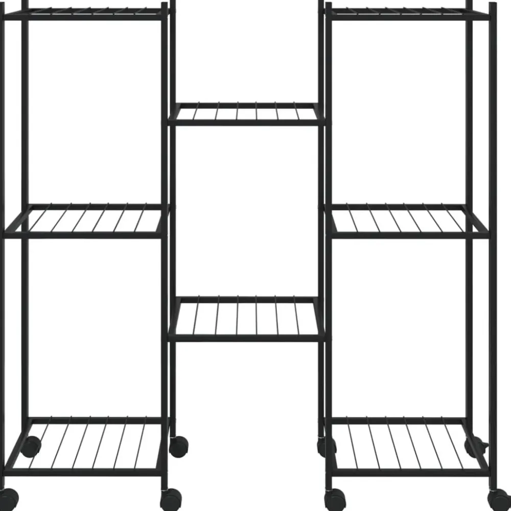 Sale FinePRICE Kukkateline pyörillä 83x25x83,5 cm musta rauta
