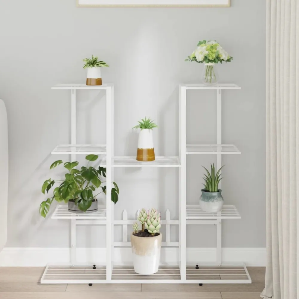 Best FinePRICE Kukkateline 94,5x25x89 cm rauta Valkoinen