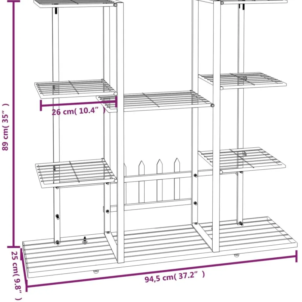 Best FinePRICE Kukkateline 94,5x25x89 cm rauta Valkoinen