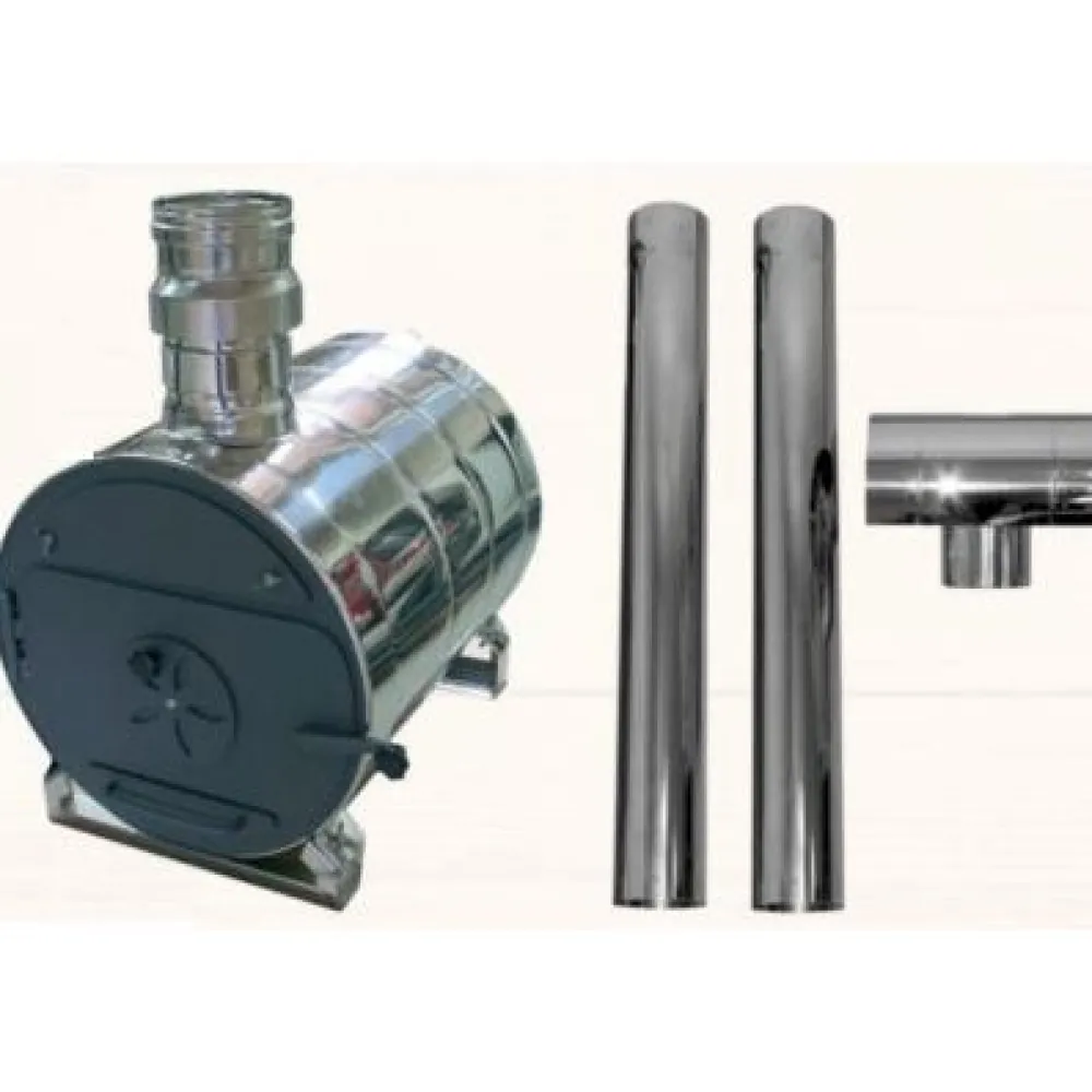 Clearance Vilpra Kylpytynnyrin ulkopuolinen kamiina VP2, sisältää piipun 2m, 30kW