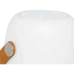 Discount House Nordic Ladattava pöytävalaisin Cardiff, Bluetooth-kaiuttimella, ø18cm, sisä- ja ulkokäyttöön, valkoinen/ruskea