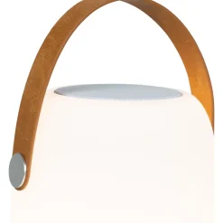 Discount House Nordic Ladattava pöytävalaisin Cardiff, Bluetooth-kaiuttimella, ø18cm, sisä- ja ulkokäyttöön, valkoinen/ruskea