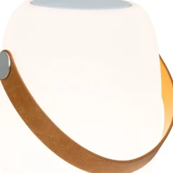 Discount House Nordic Ladattava pöytävalaisin Cardiff, Bluetooth-kaiuttimella, ø18cm, sisä- ja ulkokäyttöön, valkoinen/ruskea