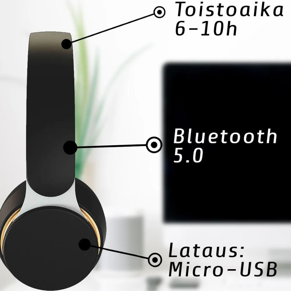 Discount Kuura Langattomat sankakuulokkeet Bass Black