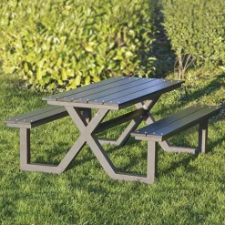 New Hortus Lasten pöytä ja penkki , X-malli, musta nonwood ja antrasiittikehys