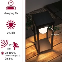 Sale Paulmann LED-aurinkokennovalaisin Marisol, IP44, 3000K, liiketunnistin, musta