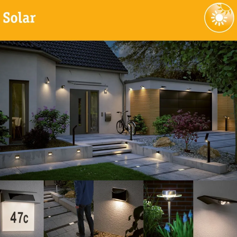 New Paulmann LED-maavalaisin aurinkokennolla Domenic, 8x8cm, IP67, 3000K, musta