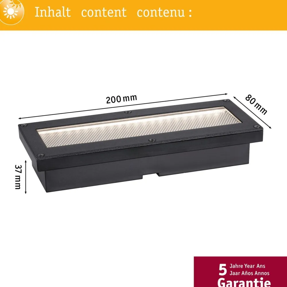 Hot Paulmann LED-maavalaisin aurinkokennolla Domenic, 8x20cm, IP67, 3000K, musta