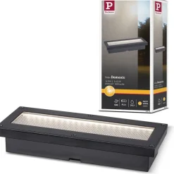 Hot Paulmann LED-maavalaisin aurinkokennolla Domenic, 8x20cm, IP67, 3000K, musta