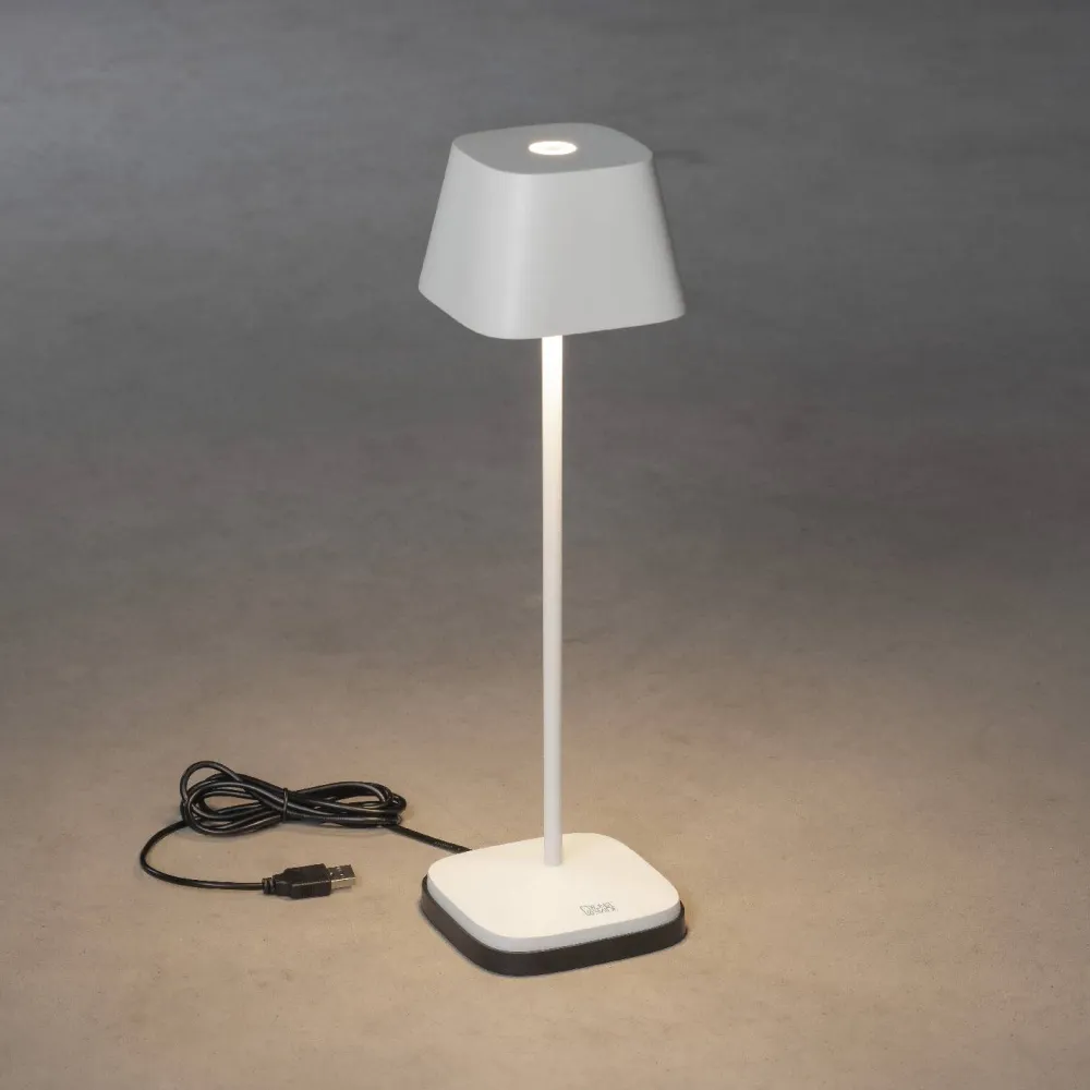 New Konstsmide LED-pöytävalaisin Capri ladattava valkoinen