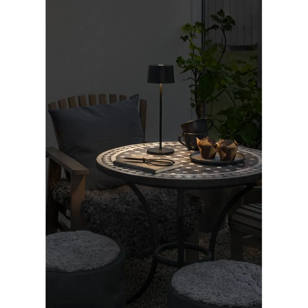Outlet Konstsmide LED-pöytävalaisin Positano ladattava musta