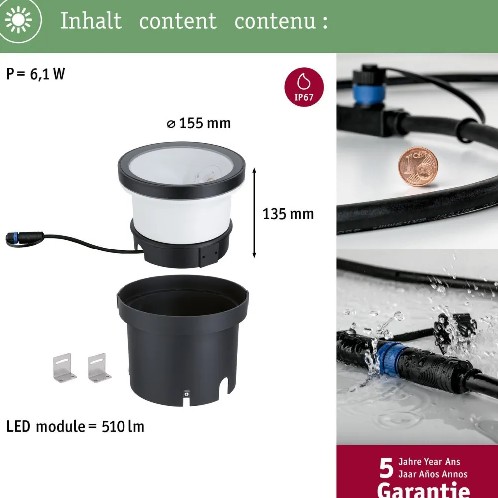 Online Paulmann LED-terassivalaisin Plug & Shine Ocos, IP67, 3000K, antrasiitti