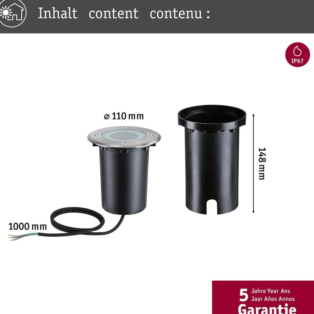 Outlet Paulmann LED-terassivalaisin Floor, Smart Home Zigbee 3.0, IP67, 11cm, RGBW+, harjattu rauta