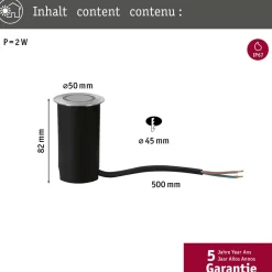 Online Paulmann LED-terassivalaisin , IP67, 50mm, 2200K, alumiini