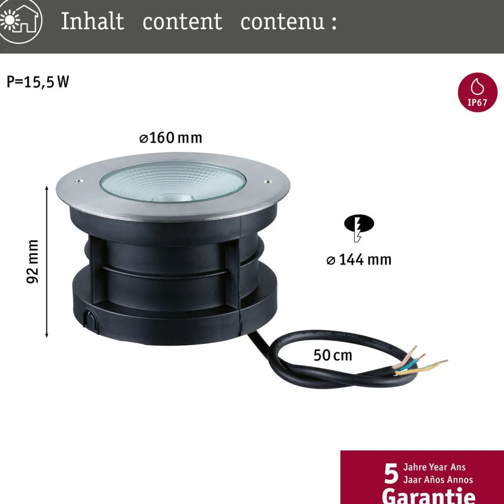 Sale Paulmann LED-terassivalaisin Vanea, IP67, 16cm, 3000K, korroosionkestävä, alumiini
