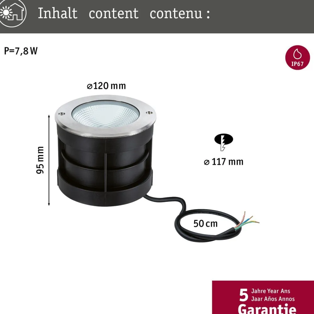 Sale Paulmann LED-terassivalaisin Floor, IP67, 12cm, 3000K, rst