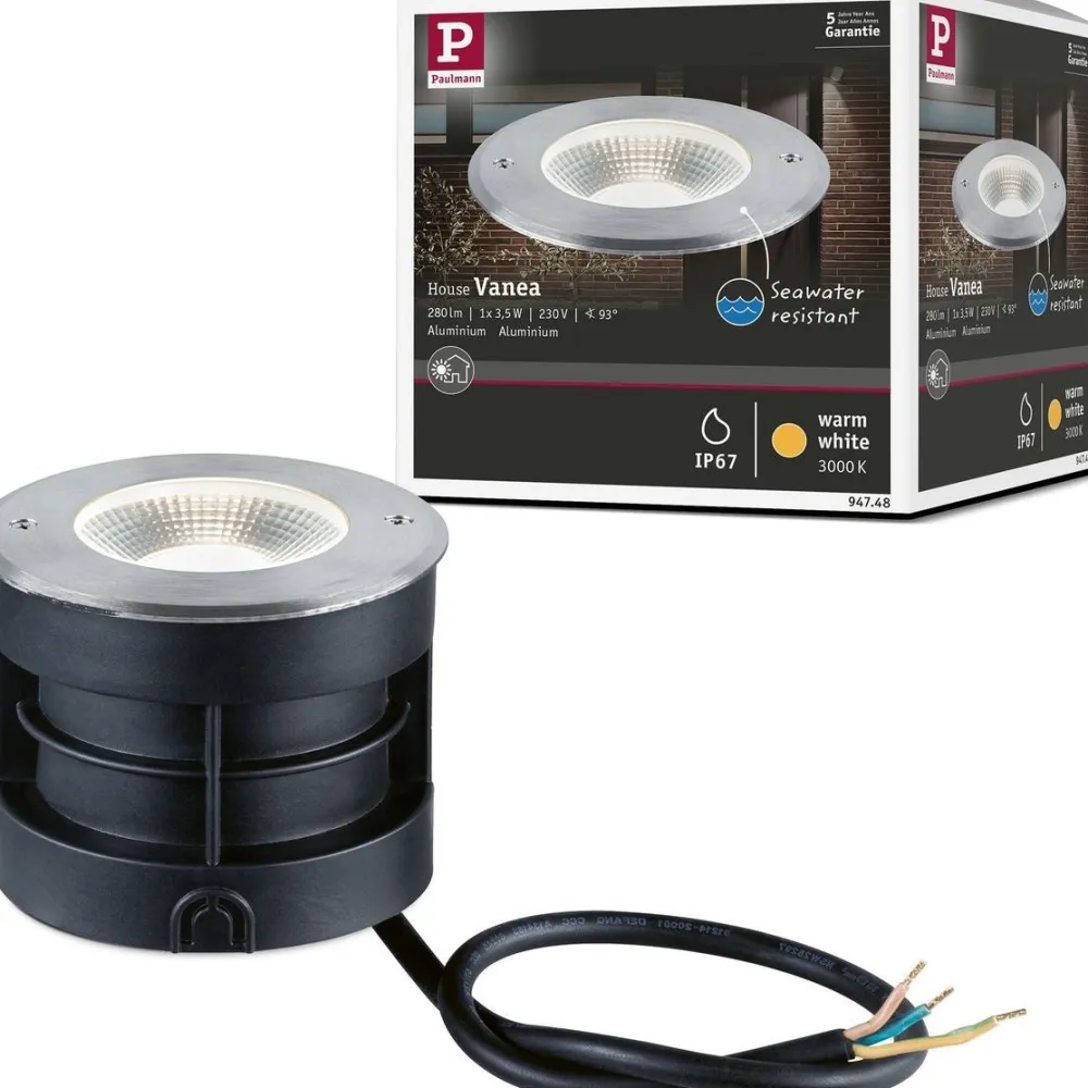 Paulmann LED-terassivalaisin Vanea, IP67, 10cm, 3000K, korroosionkestävä, alumiini