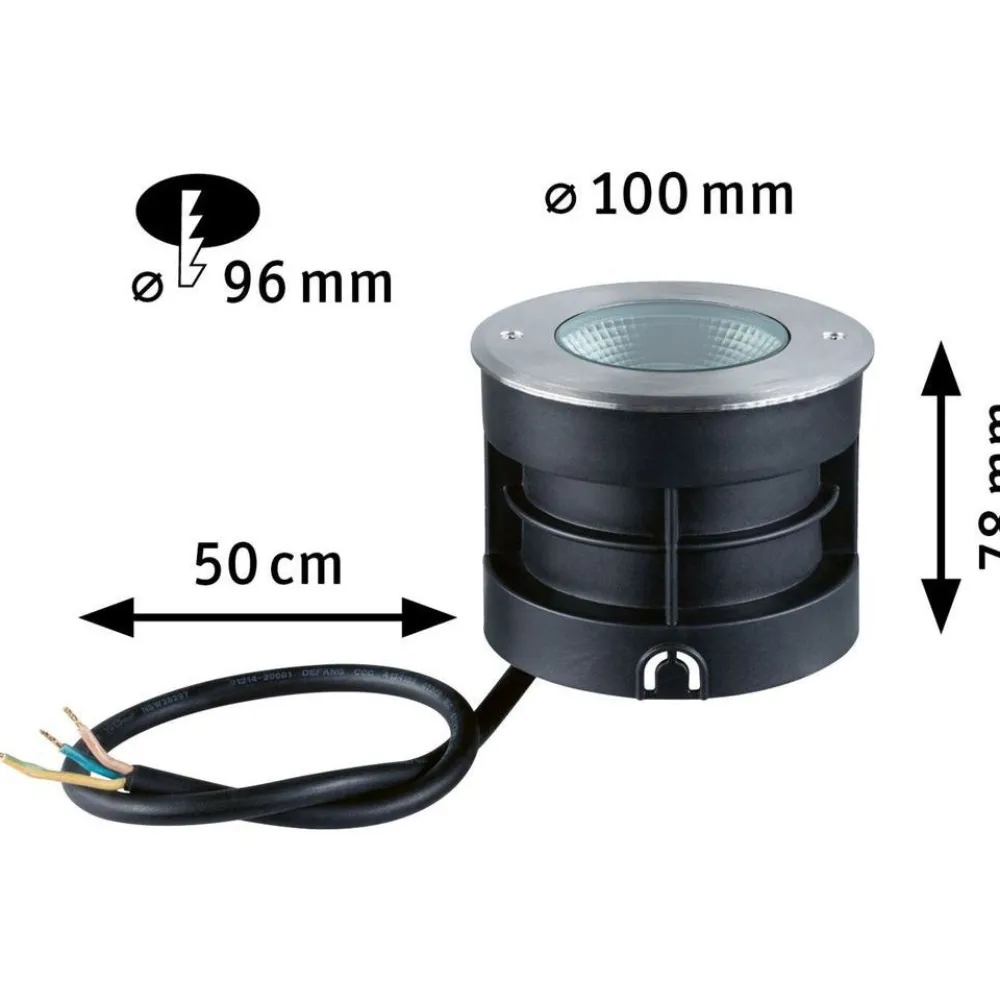Paulmann LED-terassivalaisin Vanea, IP67, 10cm, 3000K, korroosionkestävä, alumiini