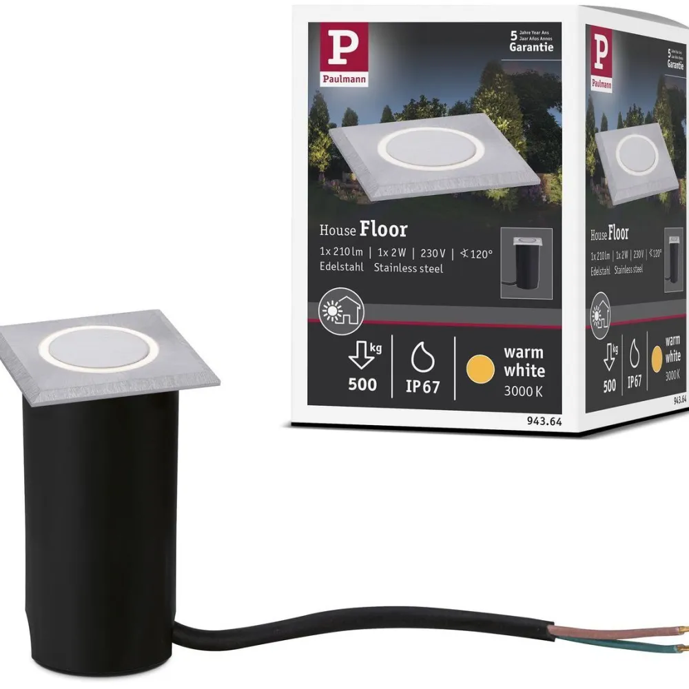 Sale Paulmann LED-terassivalaisin House, IP67, 50x50mm, 3000K, 2W, 20lm, rst
