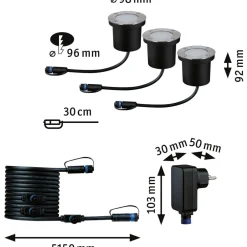 Clearance Paulmann LED-terassivalaisinsarja Plug & Shine Floor, IP67, 2200K, 3x4.5W, antrasiitti